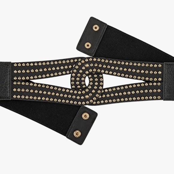 Wide Waist Belts for Women Vintage Stretchy Cinch Belts Fashion Studded Rivet El main image 5